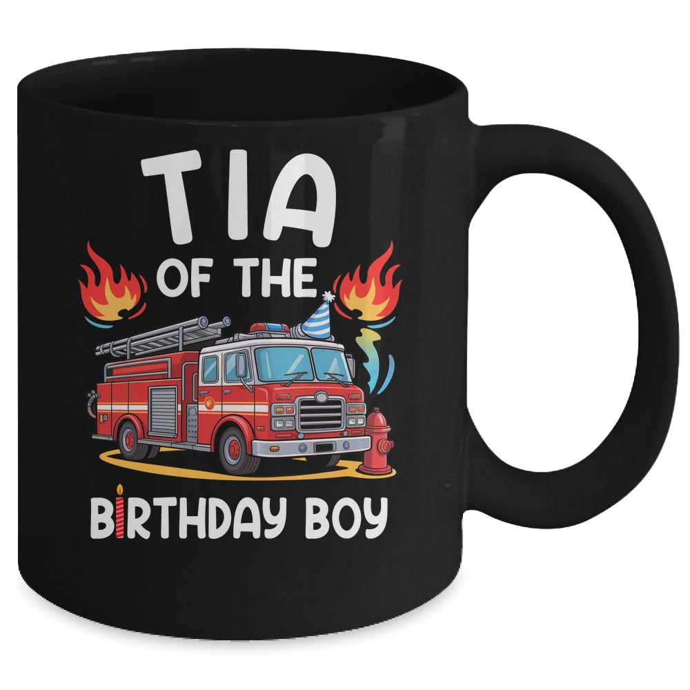 Tia Of The Birthday Boy Fire Truck Firefighter 1st Party Mug | teecentury