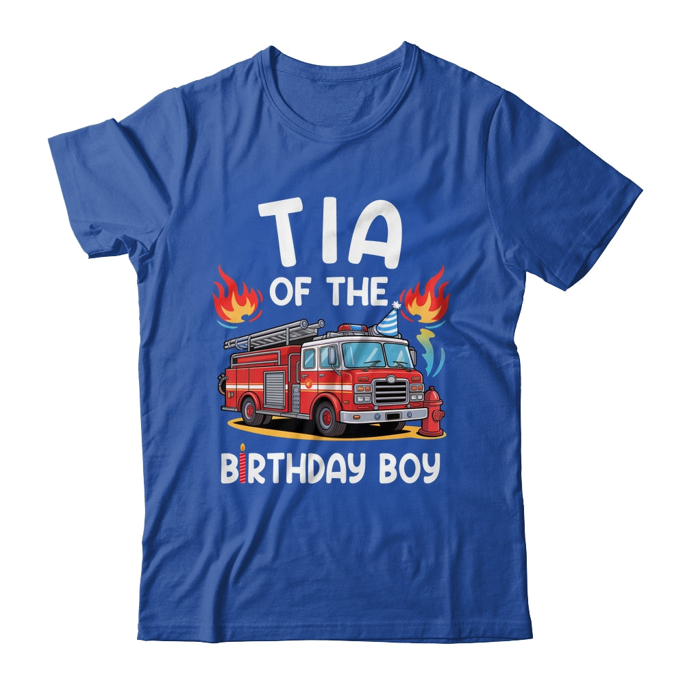Tia Of The Birthday Boy Fire Truck Firefighter 1st Party Shirt & Hoodie | teecentury