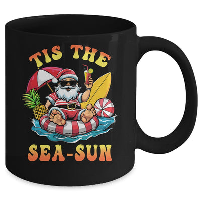 Tis The Sea Sun Santa Surfing Christmas In July Tropical Mug | teecentury