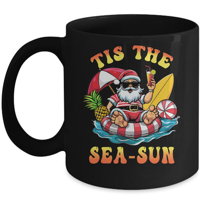 Tis The Sea Sun Santa Surfing Christmas In July Tropical Mug | teecentury