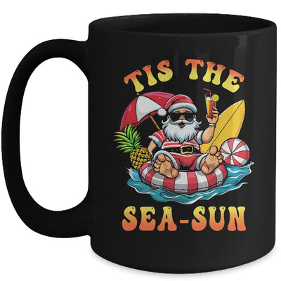 Tis The Sea Sun Santa Surfing Christmas In July Tropical Mug | teecentury