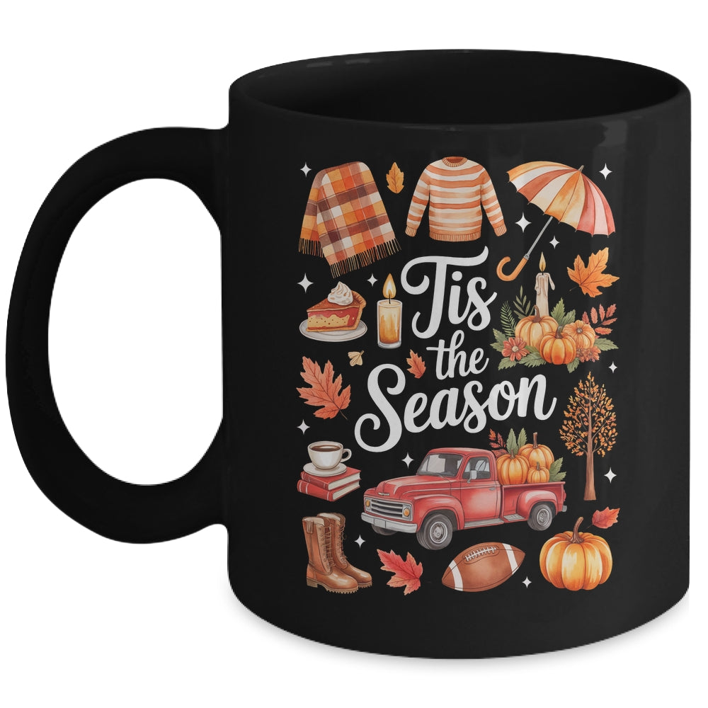 Tis The Season Pumpkin Autumn Fall Y'all Leaves Thanksgiving Mug | teecentury
