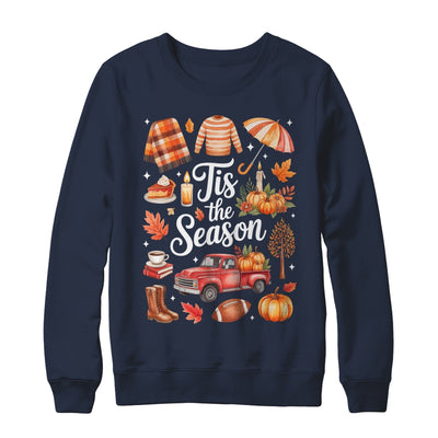 Tis The Season Pumpkin Autumn Fall Y'all Leaves Thanksgiving Shirt & Sweatshirt | teecentury