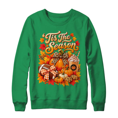 Tis The Season Pumpkin Football Latte Fall Autumn Women Shirt & Sweatshirt | teecentury