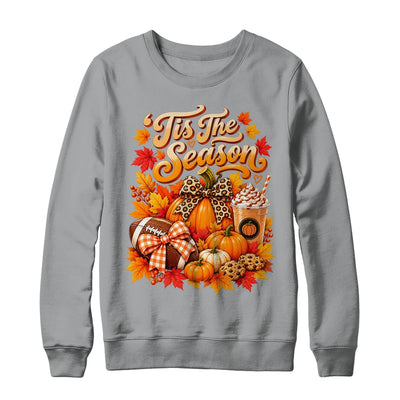 Tis The Season Pumpkin Football Latte Fall Autumn Women Shirt & Sweatshirt | teecentury