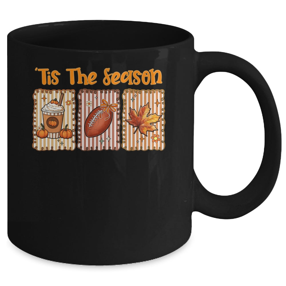 Tis The Season Retro Football Mom Coquette Bow Fall Autumn Mug | teecentury