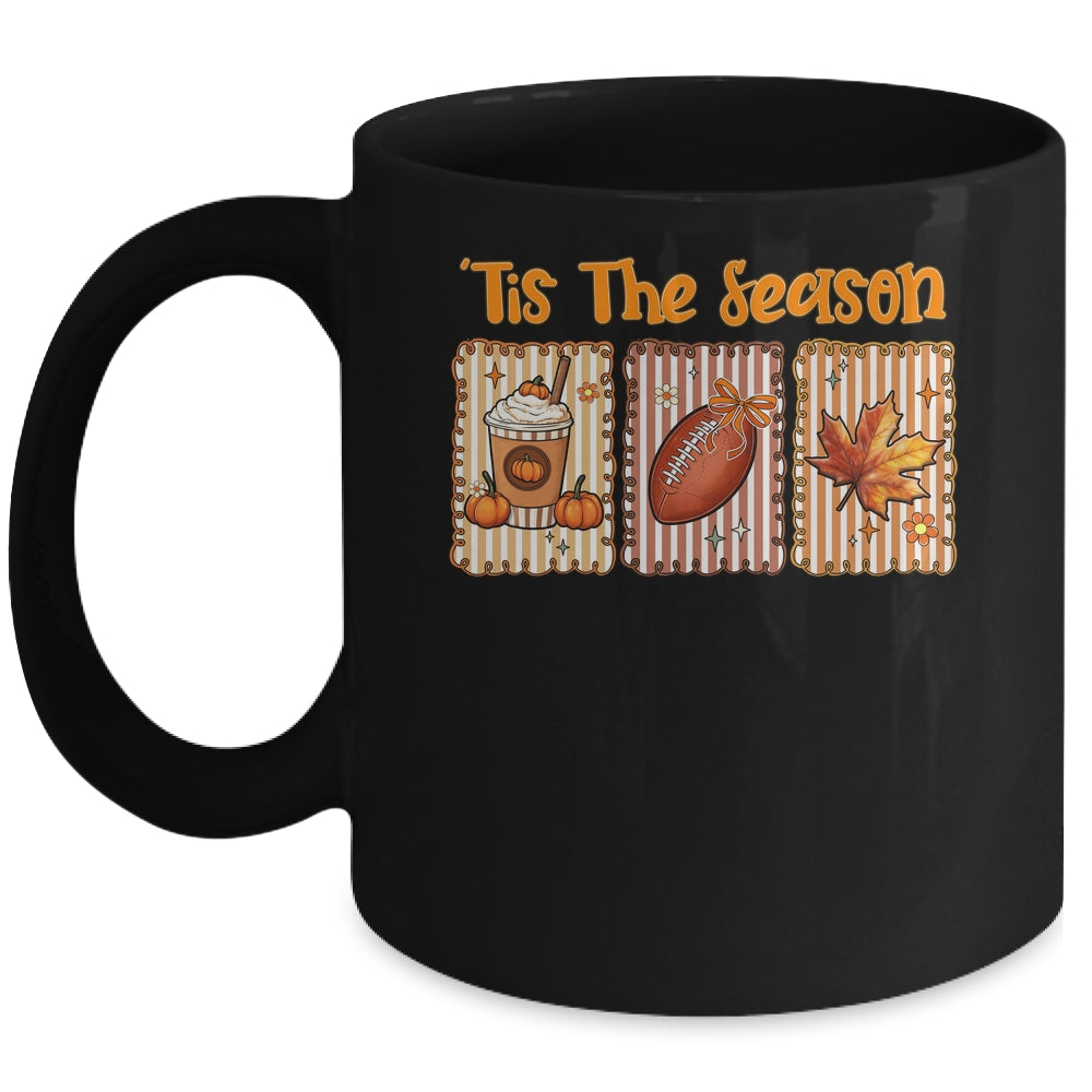 Tis The Season Retro Football Mom Coquette Bow Fall Autumn Mug | teecentury