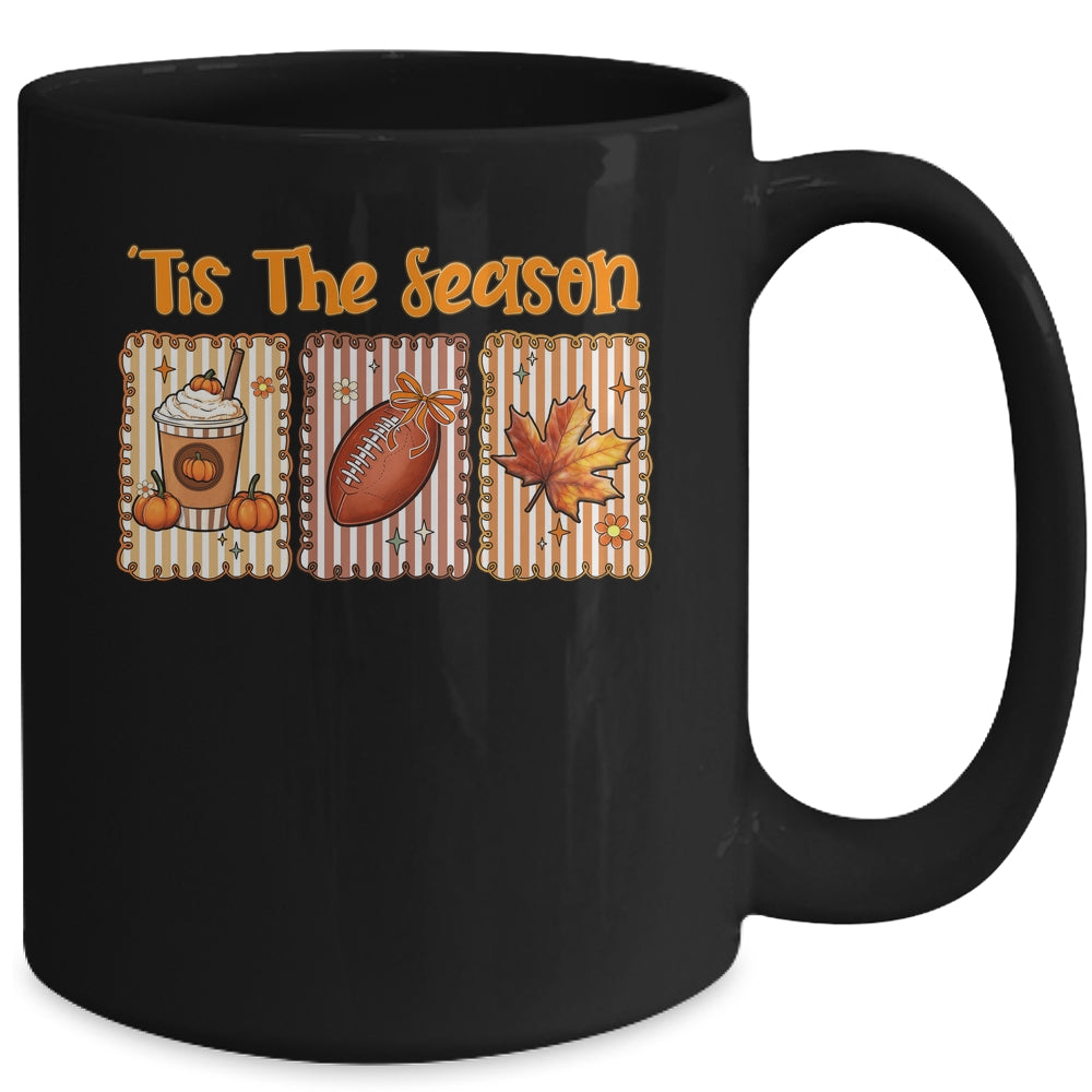 Tis The Season Retro Football Mom Coquette Bow Fall Autumn Mug | teecentury
