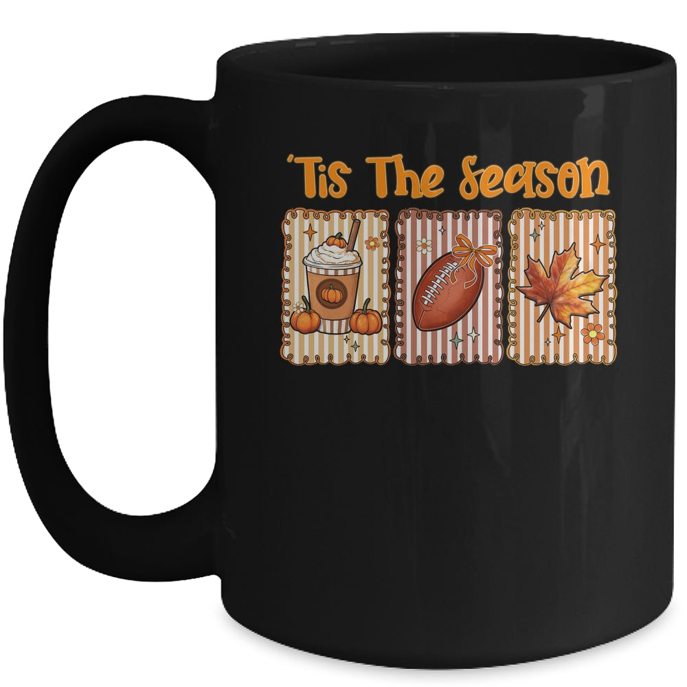 Tis The Season Retro Football Mom Coquette Bow Fall Autumn Mug | teecentury