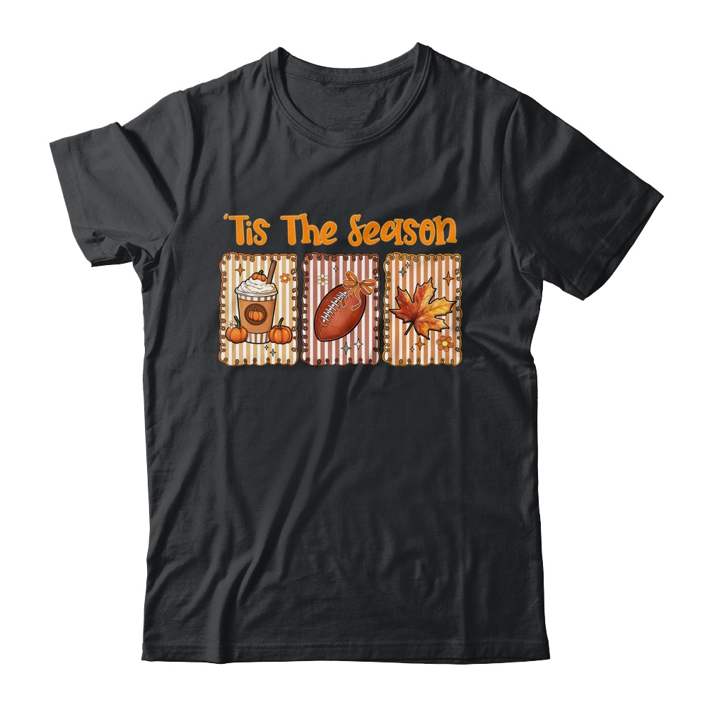 Tis The Season Retro Football Mom Coquette Bow Fall Autumn Shirt & Sweatshirt | teecentury