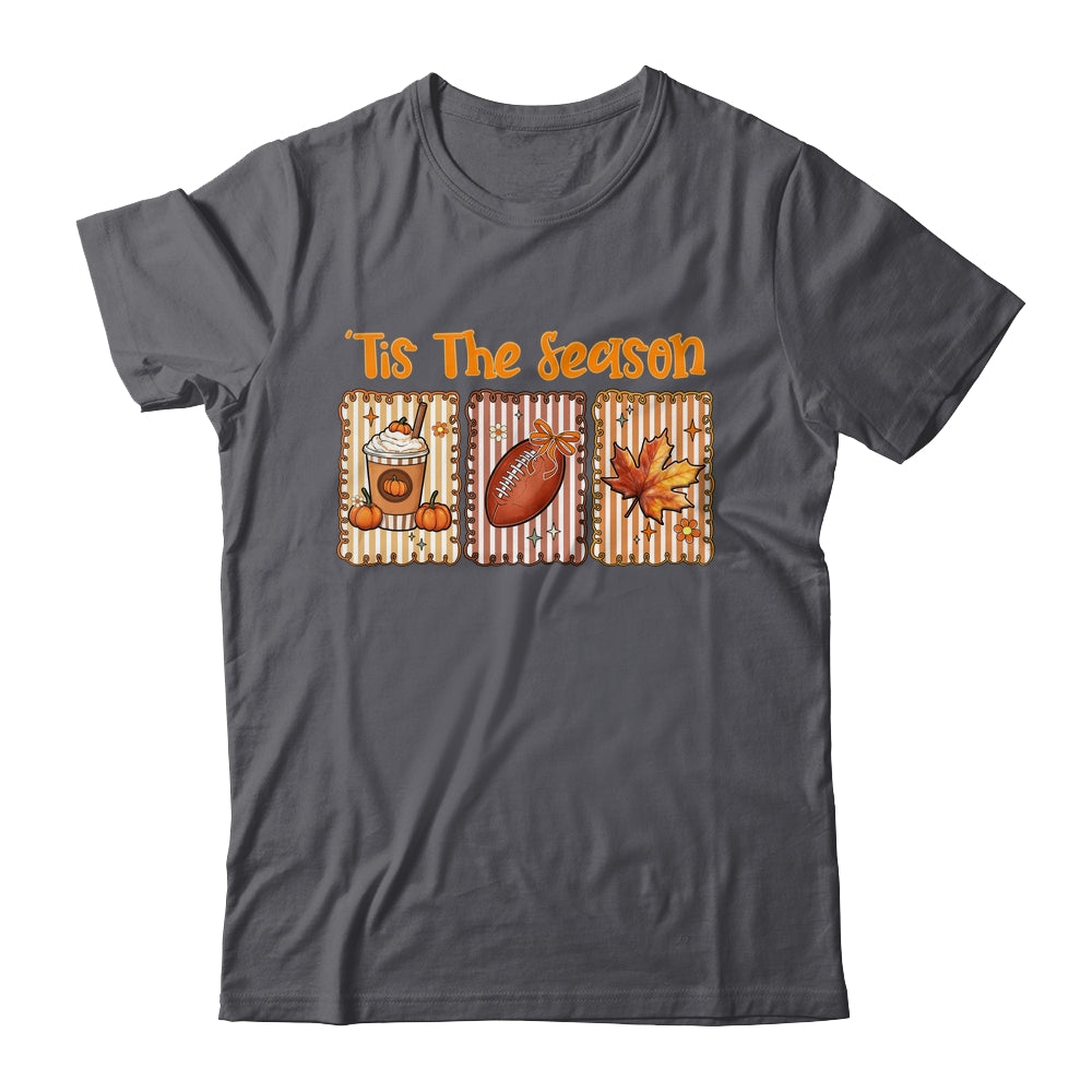 Tis The Season Retro Football Mom Coquette Bow Fall Autumn Shirt & Sweatshirt | teecentury