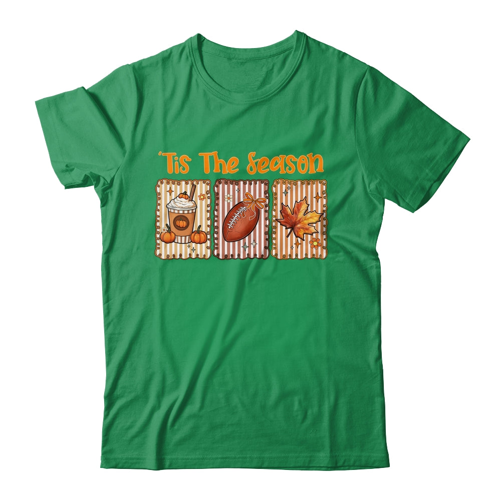 Tis The Season Retro Football Mom Coquette Bow Fall Autumn Shirt & Sweatshirt | teecentury