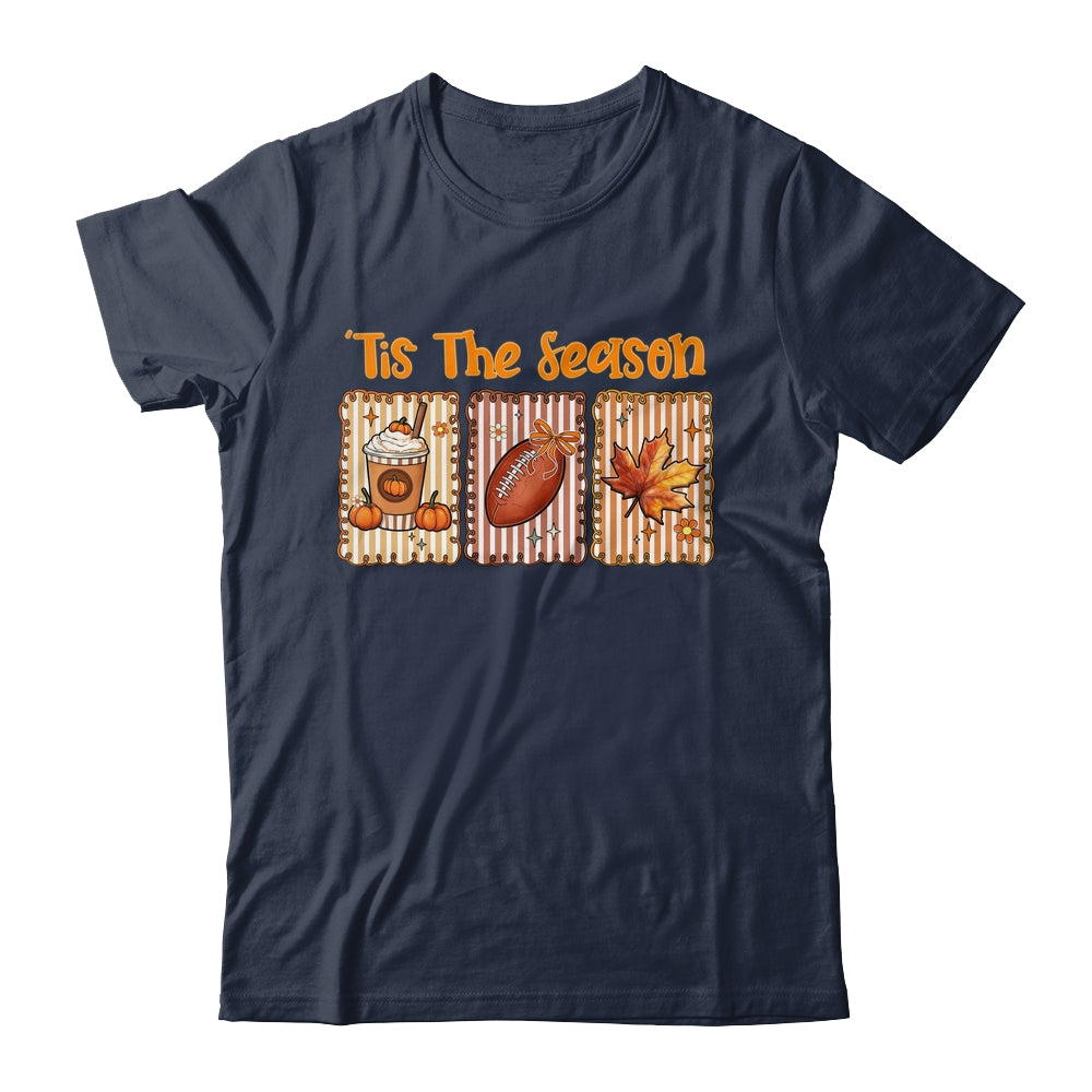 Tis The Season Retro Football Mom Coquette Bow Fall Autumn Shirt & Sweatshirt | teecentury