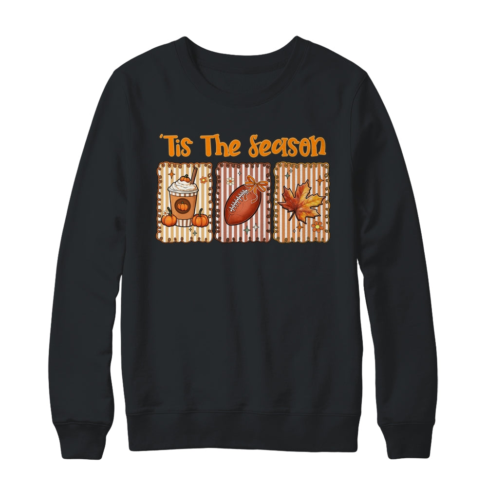 Tis The Season Retro Football Mom Coquette Bow Fall Autumn Shirt & Sweatshirt | teecentury