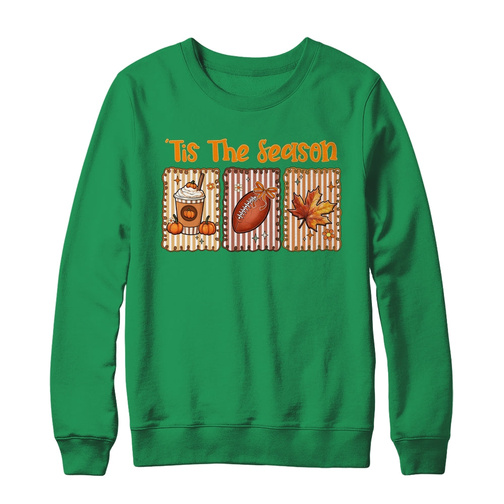 Tis The Season Retro Football Mom Coquette Bow Fall Autumn Shirt & Sweatshirt | teecentury