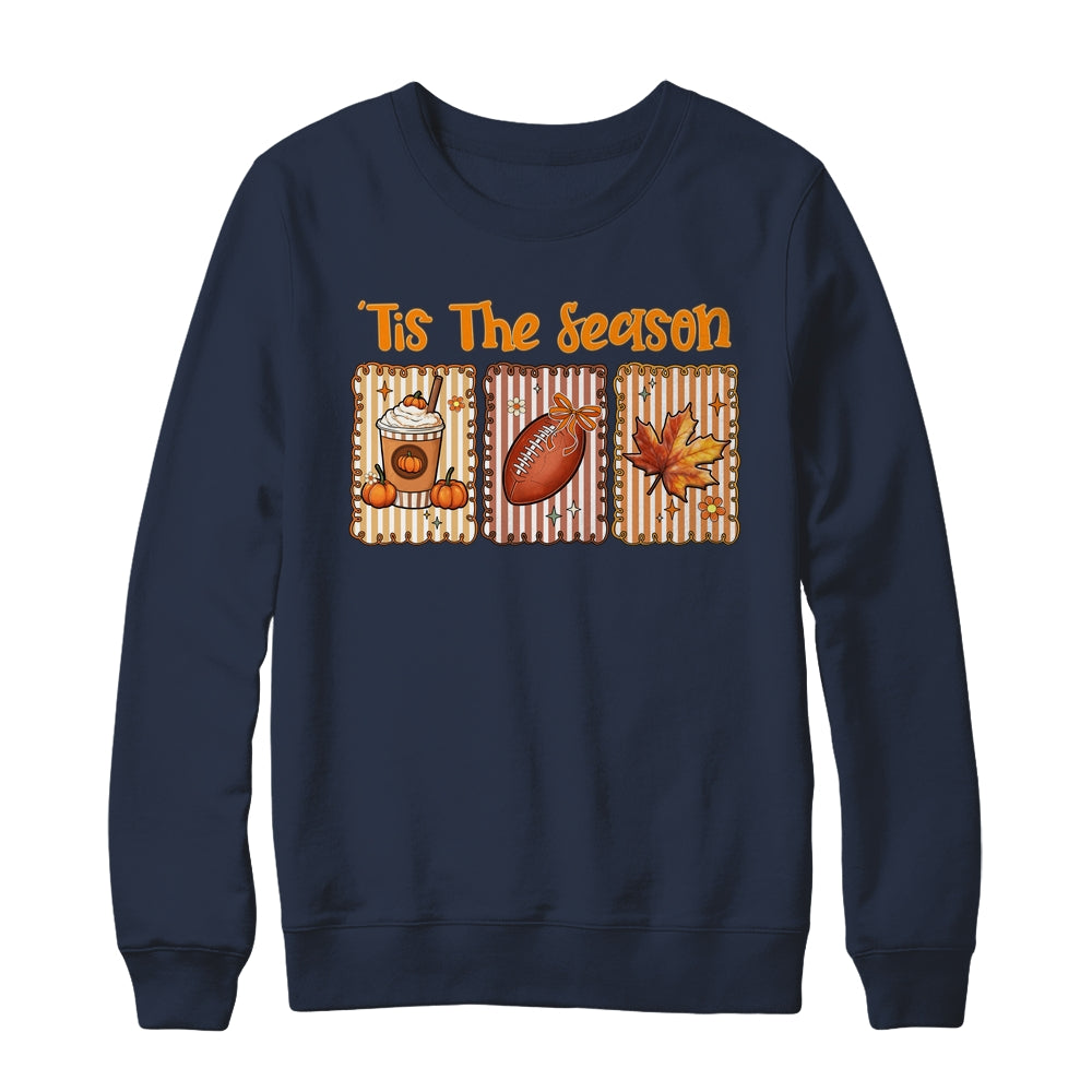 Tis The Season Retro Football Mom Coquette Bow Fall Autumn Shirt & Sweatshirt | teecentury