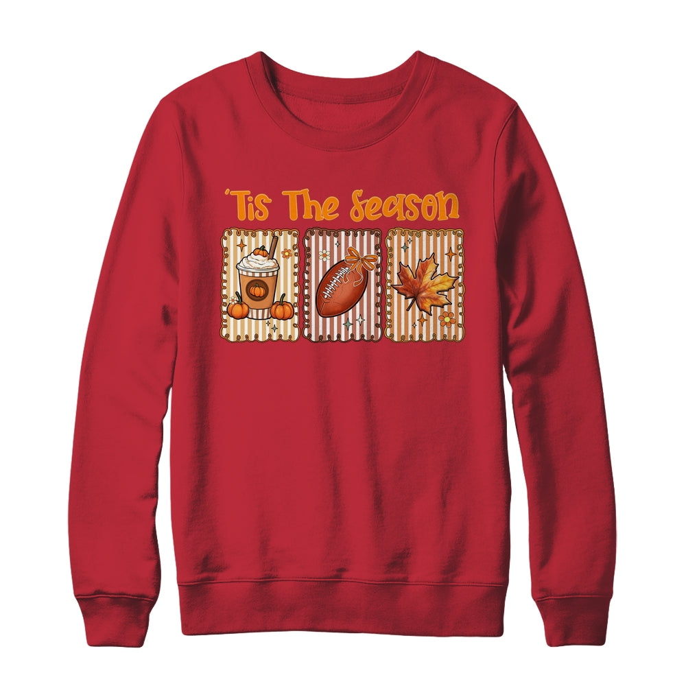 Tis The Season Retro Football Mom Coquette Bow Fall Autumn Shirt & Sweatshirt | teecentury