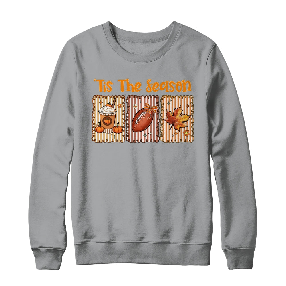 Tis The Season Retro Football Mom Coquette Bow Fall Autumn Shirt & Sweatshirt | teecentury