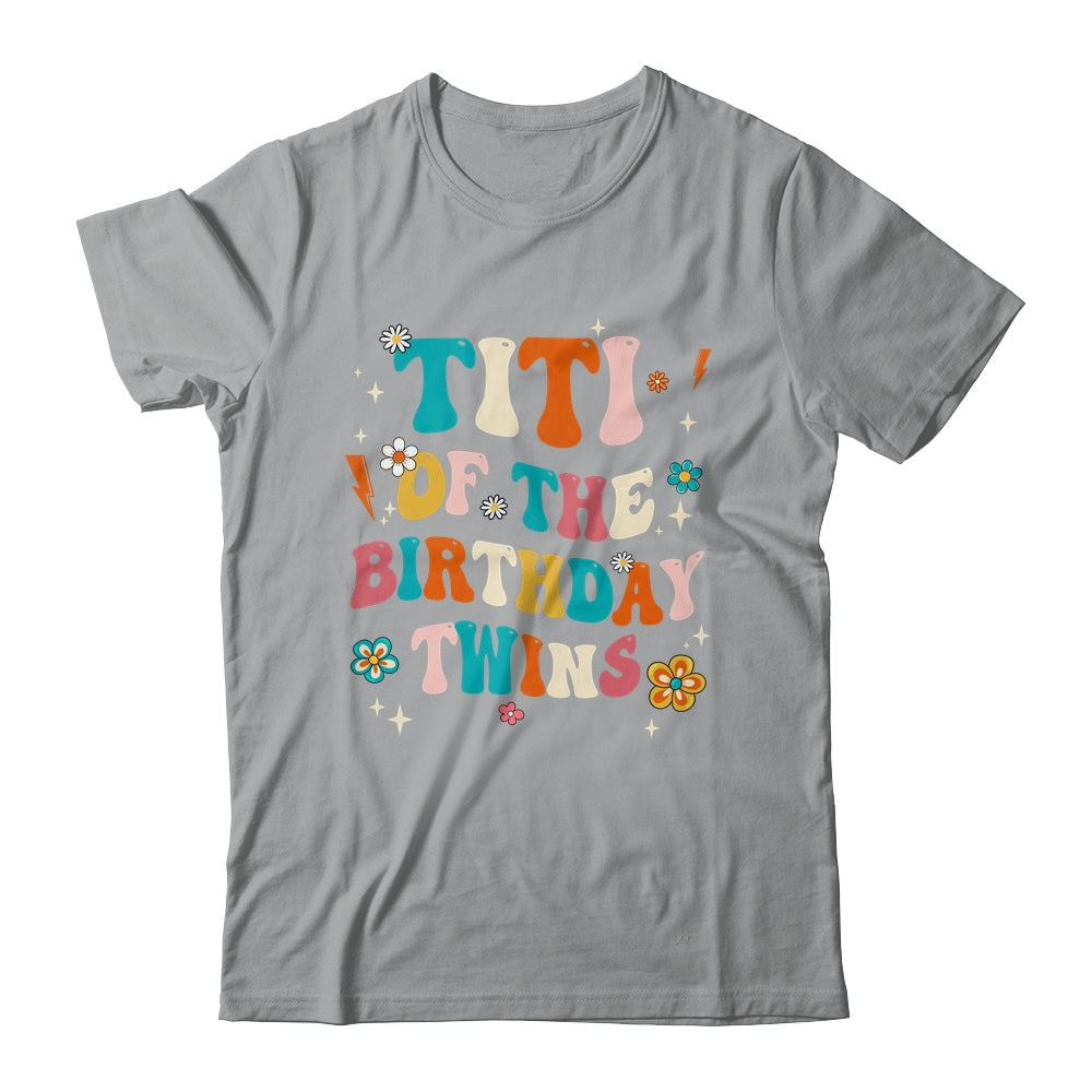 Titi Of The Birthday Twins Boys Girls Party Retro Bday Shirt & Hoodie | teecentury