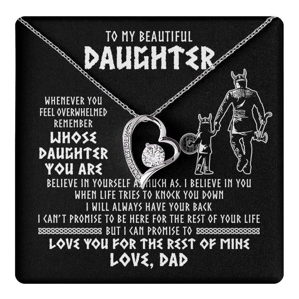 Forever Love Necklace 14K White Gold Finish | 1 | To My Daughter Viking Necklace Whenever You Feel Overwhelmed Daughter Birthday Christmas Jewelry Pendant Gift Box Message Card | https://teecentury.