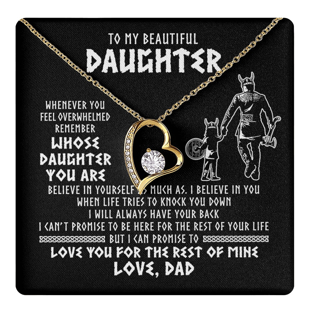 Forever Love Necklace 18K Yellow Gold Finish | 1 | To My Daughter Viking Necklace Whenever You Feel Overwhelmed Daughter Birthday Christmas Jewelry Pendant Gift Box Message Card | https://teecentury.