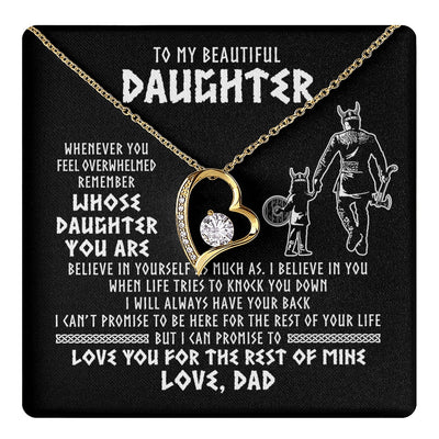 Forever Love Necklace 18K Yellow Gold Finish | 1 | To My Daughter Viking Necklace Whenever You Feel Overwhelmed Daughter Birthday Christmas Jewelry Pendant Gift Box Message Card | https://teecentury.