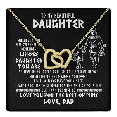Interlocking Hearts Necklace 18K Yellow Gold Finish | 1 | To My Daughter Viking Necklace Whenever You Feel Overwhelmed Daughter Birthday Christmas Jewelry Pendant Gift Box Message Card | https://teecentury.