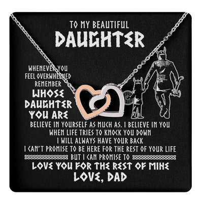Interlocking Hearts Necklace Stainless Steel & Rose Gold Finish | 1 | To My Daughter Viking Necklace Whenever You Feel Overwhelmed Daughter Birthday Christmas Jewelry Pendant Gift Box Message Card | https://teecentury.