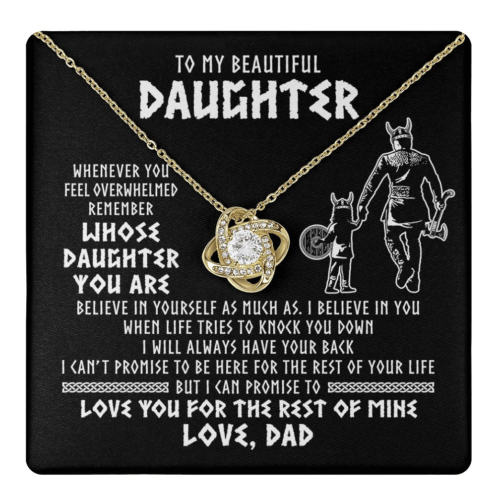 Love Knot Necklace 18K Yellow Gold Finish | 1 | To My Daughter Viking Necklace Whenever You Feel Overwhelmed Daughter Birthday Christmas Jewelry Pendant Gift Box Message Card | https://teecentury.