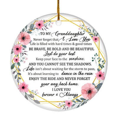 To My Granddaughter Christmas Ornament from Grandma Grandpa Mimi Never Forget That I Love You for Granddaughter Christmas Tree Ornament | teecentury
