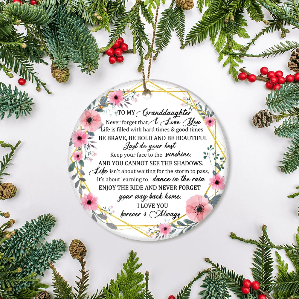 To My Granddaughter Christmas Ornament from Grandma Grandpa Mimi Never Forget That I Love You for Granddaughter Christmas Tree Ornament | teecentury