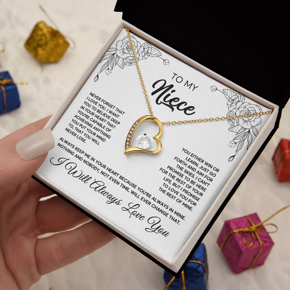 Forever Love Necklace 18K Yellow Gold Finish | 2 | To My Niece Necklace From Aunt Uncle Never Forget That I Love You Niece  Birthday Christmas Gift Box Message Card | teecentury.myshopify