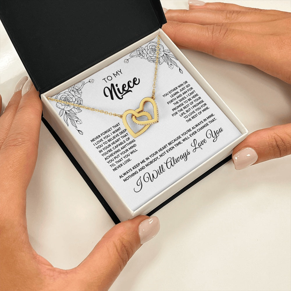 Interlocking Hearts Necklace 18K Yellow Gold Finish | 2 | To My Niece Necklace From Aunt Uncle Never Forget That I Love You Niece  Birthday Christmas Gift Box Message Card | teecentury.myshopify
