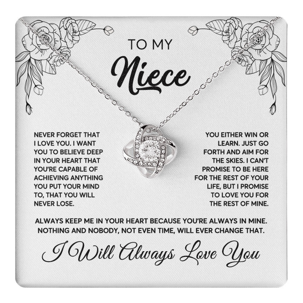 Love Knot Necklace 14K White Gold Finish | 1 | To My Niece Necklace From Aunt Uncle Never Forget That I Love You Niece  Birthday Christmas Gift Box Message Card | teecentury.myshopify