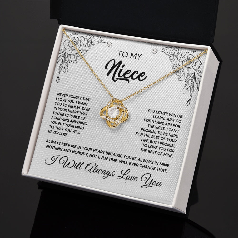 Love Knot Necklace 18K Yellow Gold Finish | 2 | To My Niece Necklace From Aunt Uncle Never Forget That I Love You Niece  Birthday Christmas Gift Box Message Card | teecentury.myshopify