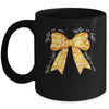 Together We Fight Coquette Bows Gold Ribbon Childhood Cancer Mug | teecentury