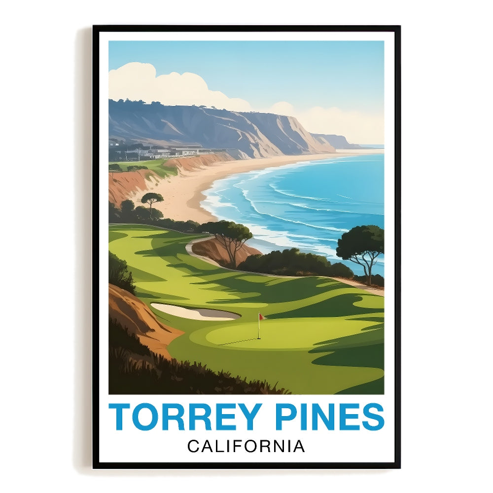 Torrey Pines California Travel Poster Vintage Scenic Golf Souvenir Wall Art Landscape Print Painting For Home Room Living Room Office Bedroom Decor Unframed | teecentury