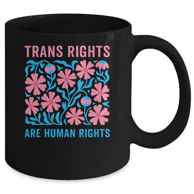 Trans Rights Are Human Rights Floral LGBTQ Pride Transgender Mug | teecentury