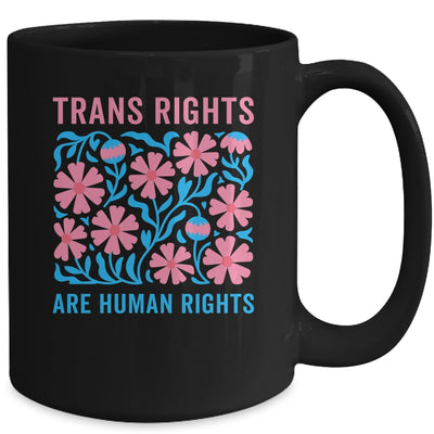 Trans Rights Are Human Rights Floral LGBTQ Pride Transgender Mug | teecentury