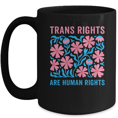 Trans Rights Are Human Rights Floral LGBTQ Pride Transgender Mug | teecentury