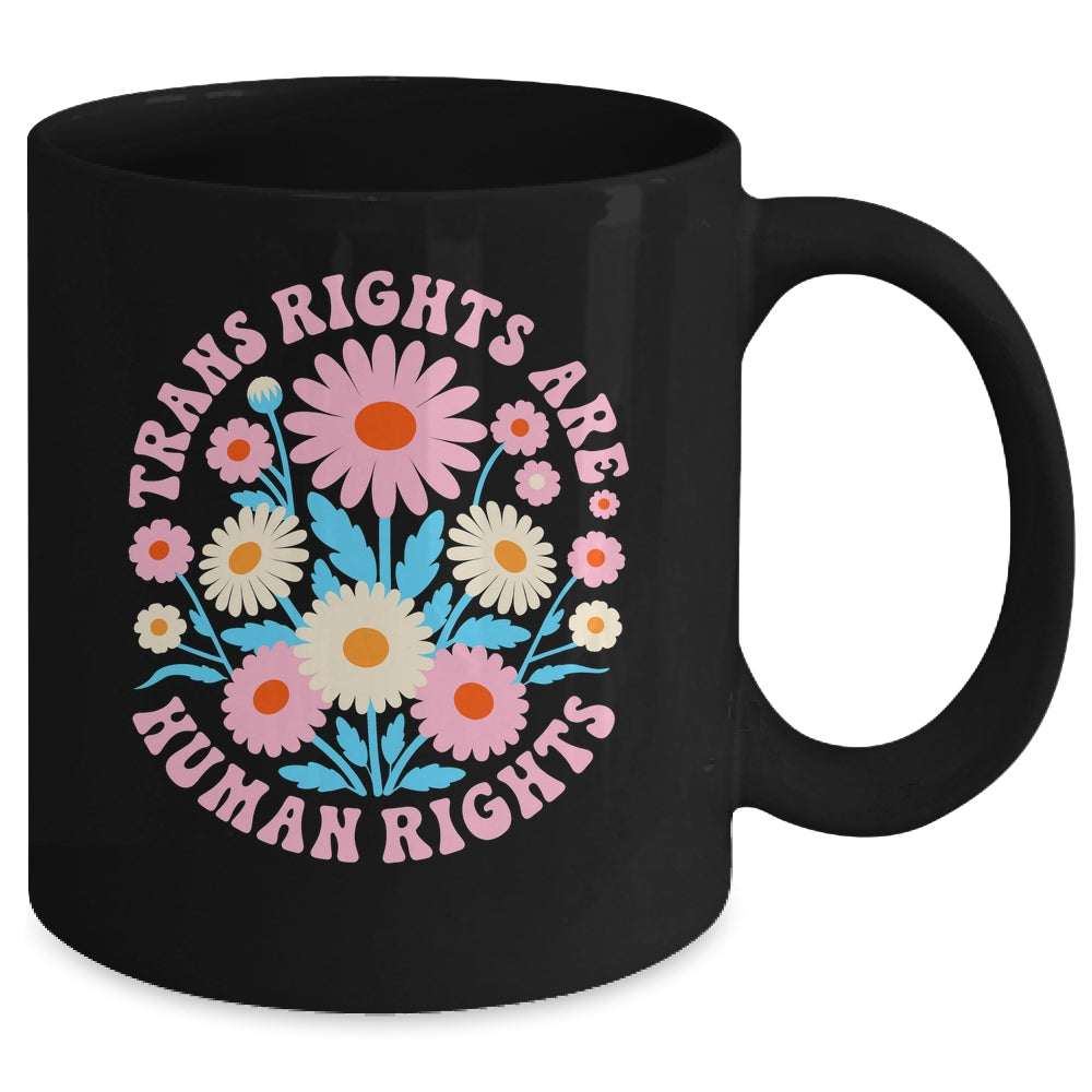 Trans Rights Are Human Rights LGBTQ Pride Transgender Floral Mug | teecentury