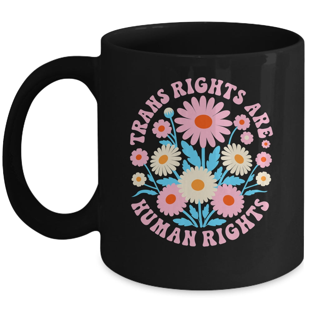 Trans Rights Are Human Rights LGBTQ Pride Transgender Floral Mug | teecentury