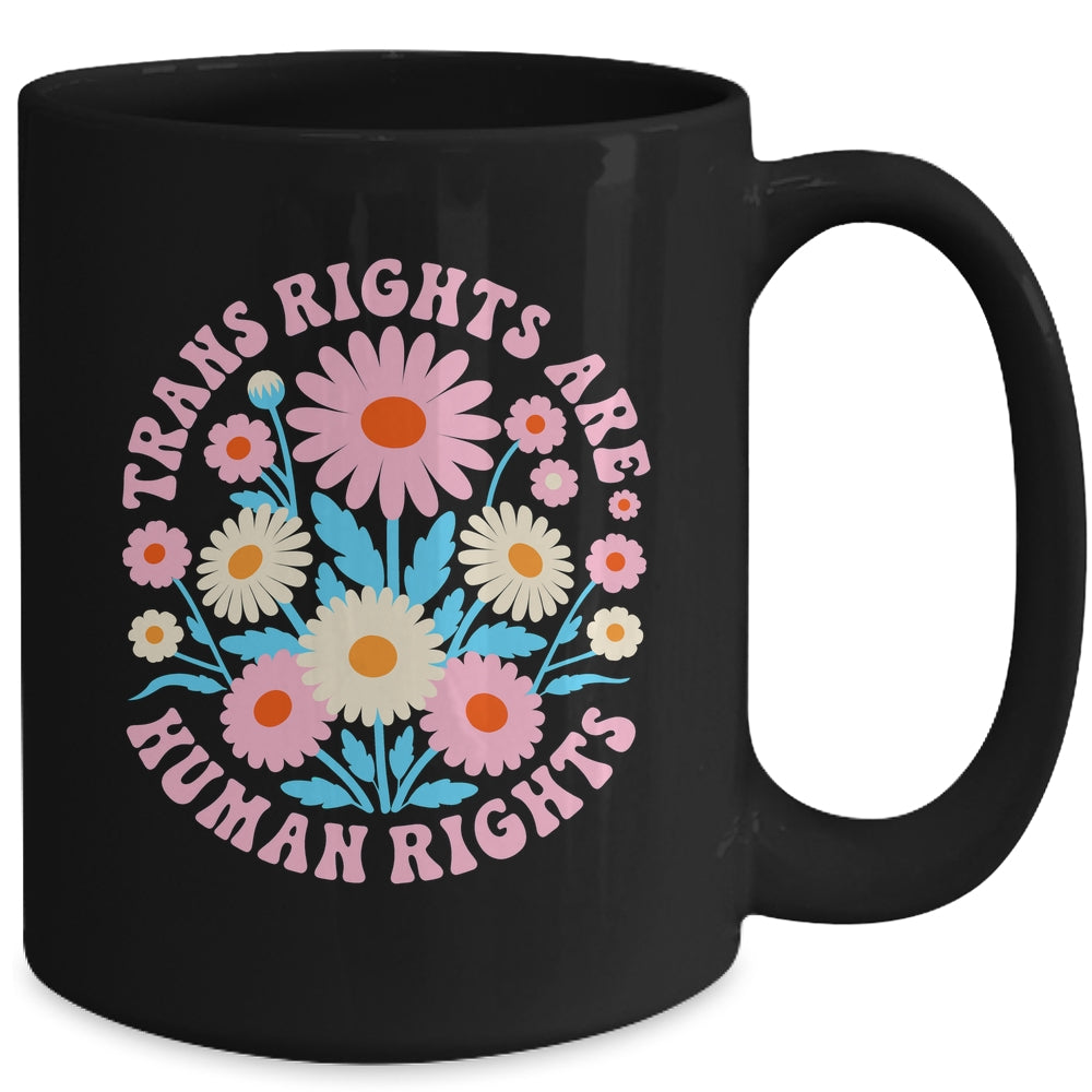 Trans Rights Are Human Rights LGBTQ Pride Transgender Floral Mug | teecentury