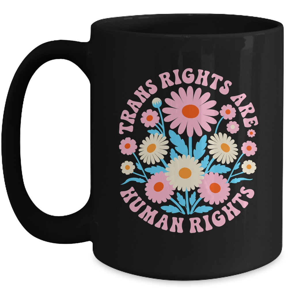 Trans Rights Are Human Rights LGBTQ Pride Transgender Floral Mug | teecentury