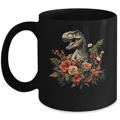 Trex Dinosaur Dino Floral Flower Aesthetic Women Girls Mug | teecentury