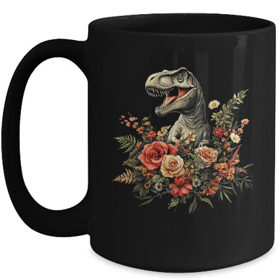 Trex Dinosaur Dino Floral Flower Aesthetic Women Girls Mug | teecentury