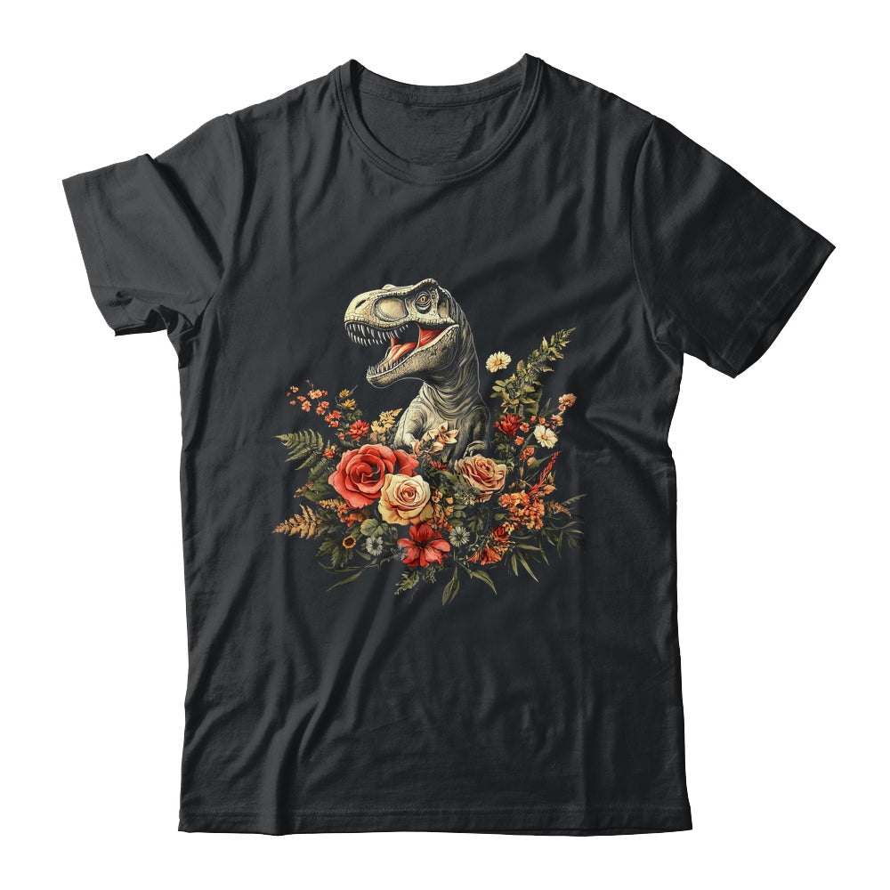 Trex Dinosaur Dino Floral Flower Aesthetic Women Girls Shirt & Tank Top | teecentury