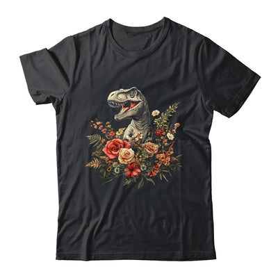 Trex Dinosaur Dino Floral Flower Aesthetic Women Girls Shirt & Tank Top | teecentury