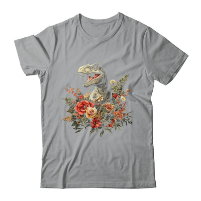 Trex Dinosaur Dino Floral Flower Aesthetic Women Girls Shirt & Tank Top | teecentury