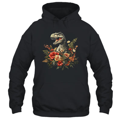Trex Dinosaur Dino Floral Flower Aesthetic Women Girls Shirt & Tank Top | teecentury